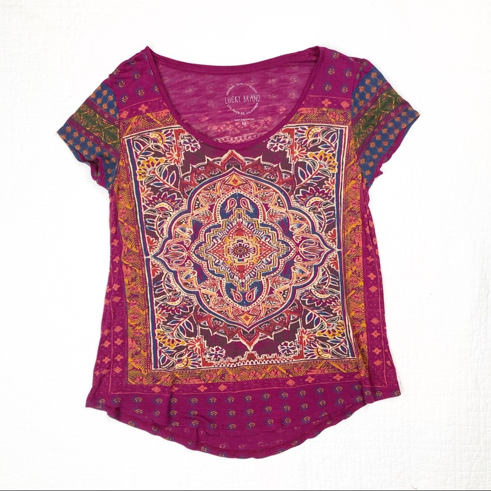 Lucky Brand | India Buddhist Hippie Print | Maroon